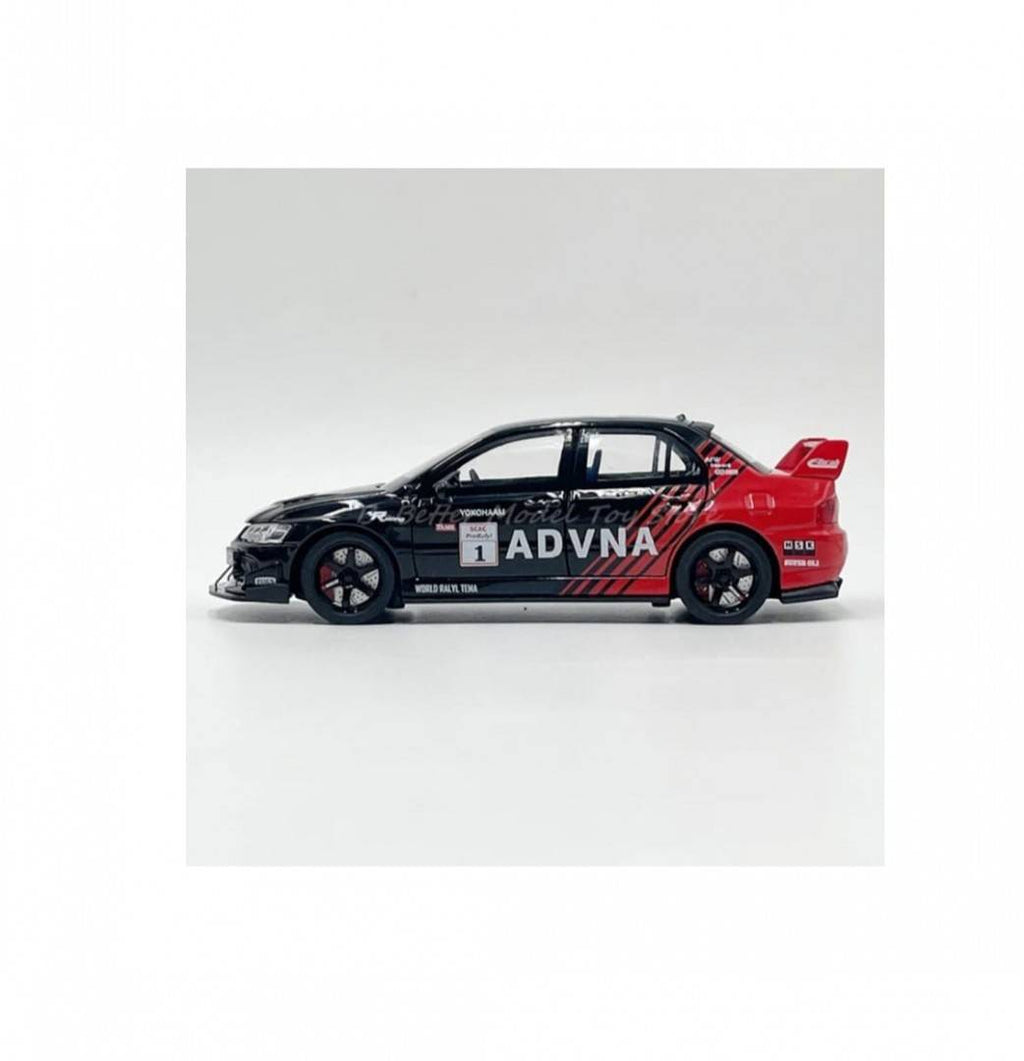 Masinuta metal mecanica, Mitsubishi Lancer Evolution, 1:32, fum, usi mobile, capota mobila, portbagaj mobil, negru, 15 cm