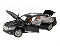 Masinuta metal mecanica, model BMW 760 THE7, scara 1:24, sunete, usi mobile, capota mobila, portbagaj mobil, negru, 22 cm