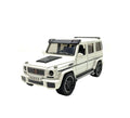 Masinuta metal mecanica, model Mercedes G, scara 1:24, usi mobile, capota mobila, portbagaj mobil, alb, 18 cm