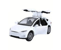 Masinuta metal mecanica, model Tesla X 90D, scara 1:22, sunete, usi mobile, capota mobila, portbagaj mobil, barlad, alb, 22 c