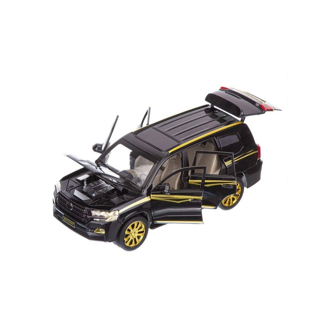 Masinuta metal mecanica, model Toyota SUV, Land Cruiser, 1:24, usi mobile, capota mobila, portbagaj mobil, negru inchis, 19.5