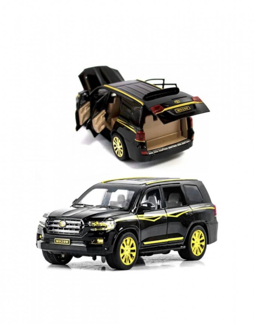 Masinuta metal mecanica, model Toyota SUV, Land Cruiser, 1:24, usi mobile, capota mobila, portbagaj mobil, negru inchis, 19.5