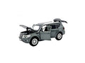 Masinuta metal mecanica, Nissan Patrol Y62, scara 1:32, sunete, usi mobile, capota mobila, portbagaj mobil, gri, 15 cm