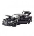 Masinuta metal mecanica, tip BMW M4 Coupe, 3 sunete, usi mobile, capota mobila, portbagaj mobil, negru, 16 cm