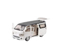 Masinuta metal mecanica, tip duba Toyota Hiace, 3 sunete, usi mobile, capota mobila, portbagaj mobil, alb, 16 cm