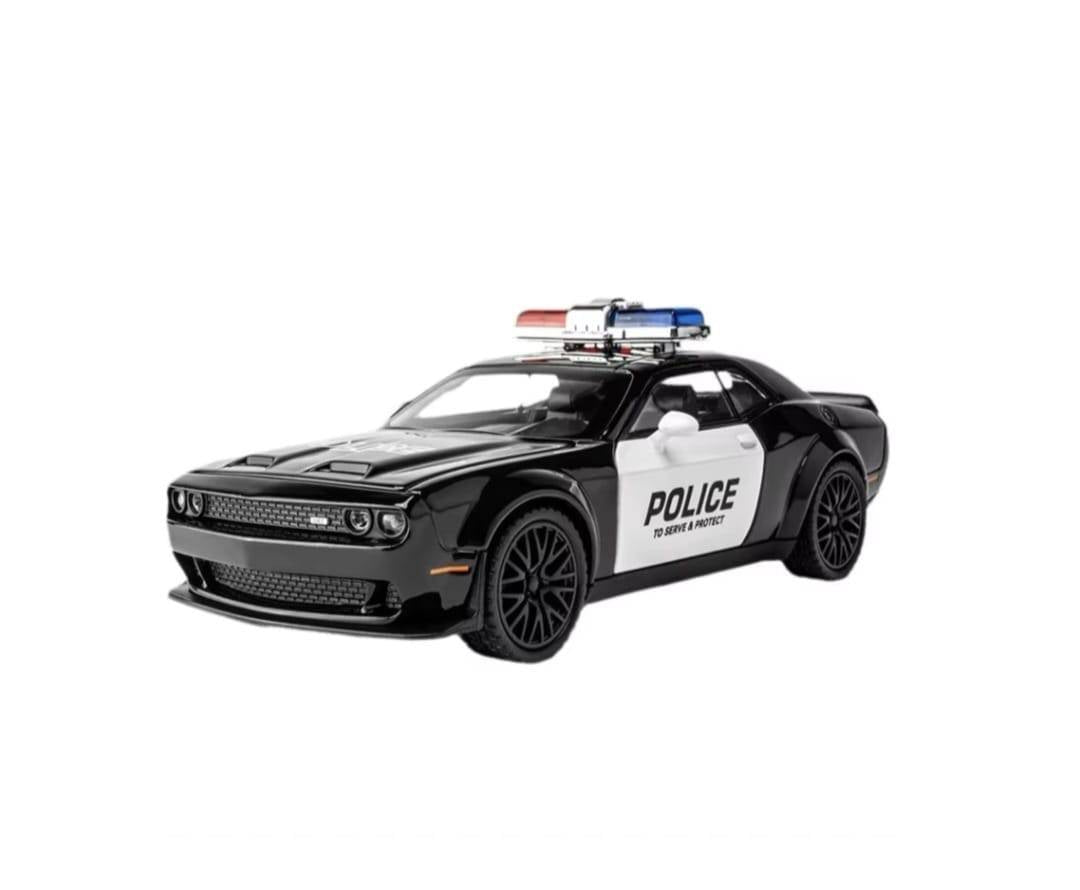 Masinuta metal mecanica, tip  Dodge Challenger Hellcat Police, scara 1:24, sunete, usi mobile, capota mobila, portbagaj mobil