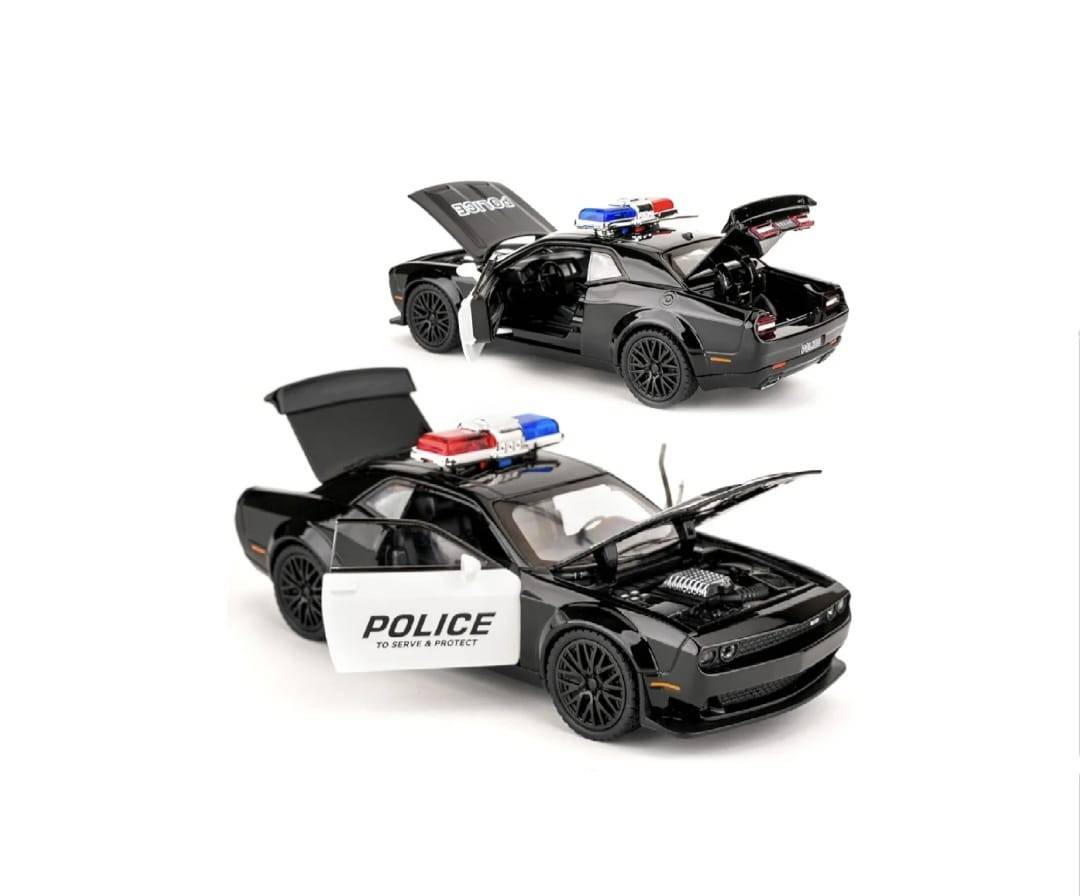 Masinuta metal mecanica, tip  Dodge Challenger Hellcat Police, scara 1:24, sunete, usi mobile, capota mobila, portbagaj mobil