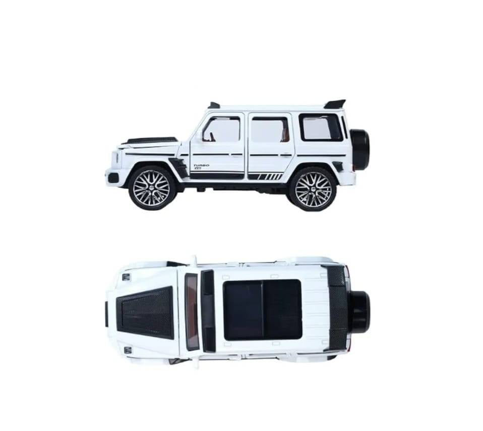 Masinuta metal mecanica, tip Mercedes Benz G800 Legierung, scara 1:32, 3 sunete, usi mobile, capota mobila, portbagaj mobil, 
