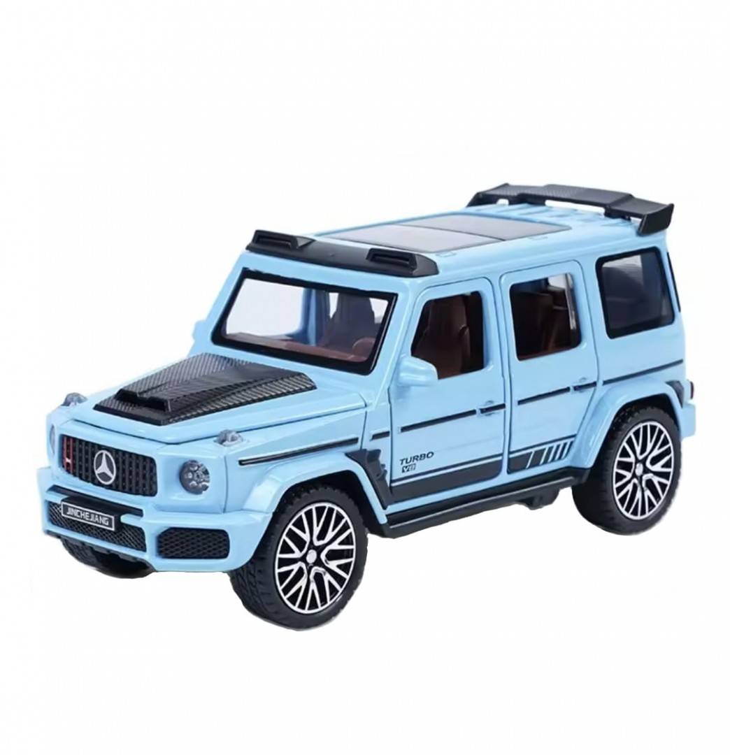 Masinuta metal mecanica, tip Mercedes Benz G800 Legierung, scara 1:32, 3 sunete, usi mobile, capota mobila, portbagaj mobil, 