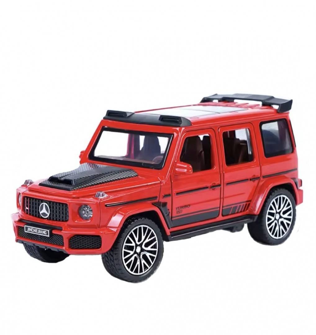 Masinuta metal mecanica, tip Mercedes Benz G800 Legierung, scara 1:32, 3 sunete, usi mobile, capota mobila, portbagaj mobil, 