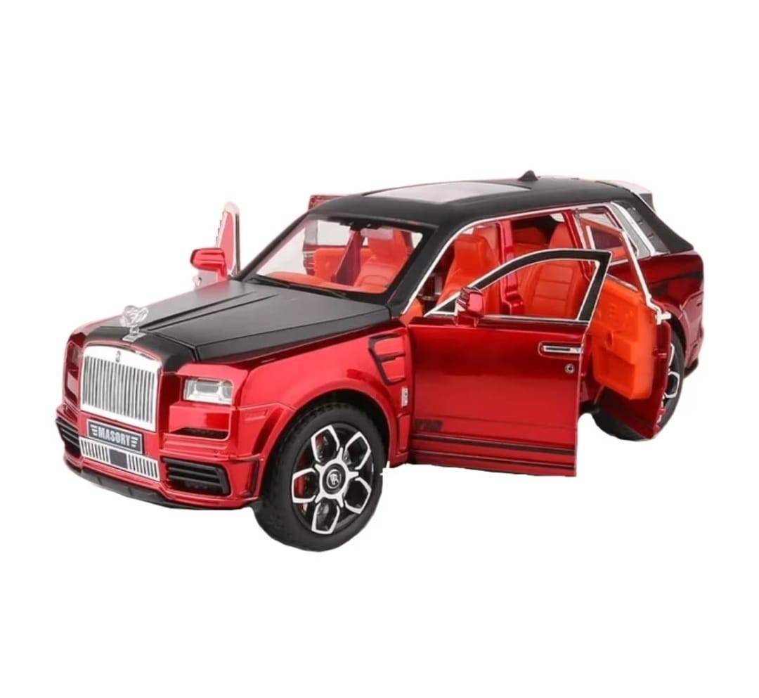 Masinuta metal mecanica, tip Rolls Royce Cullinar Mansory, 3 sunete, usi , scara 1:24, capota , portbagaj  rosu, 20 cm