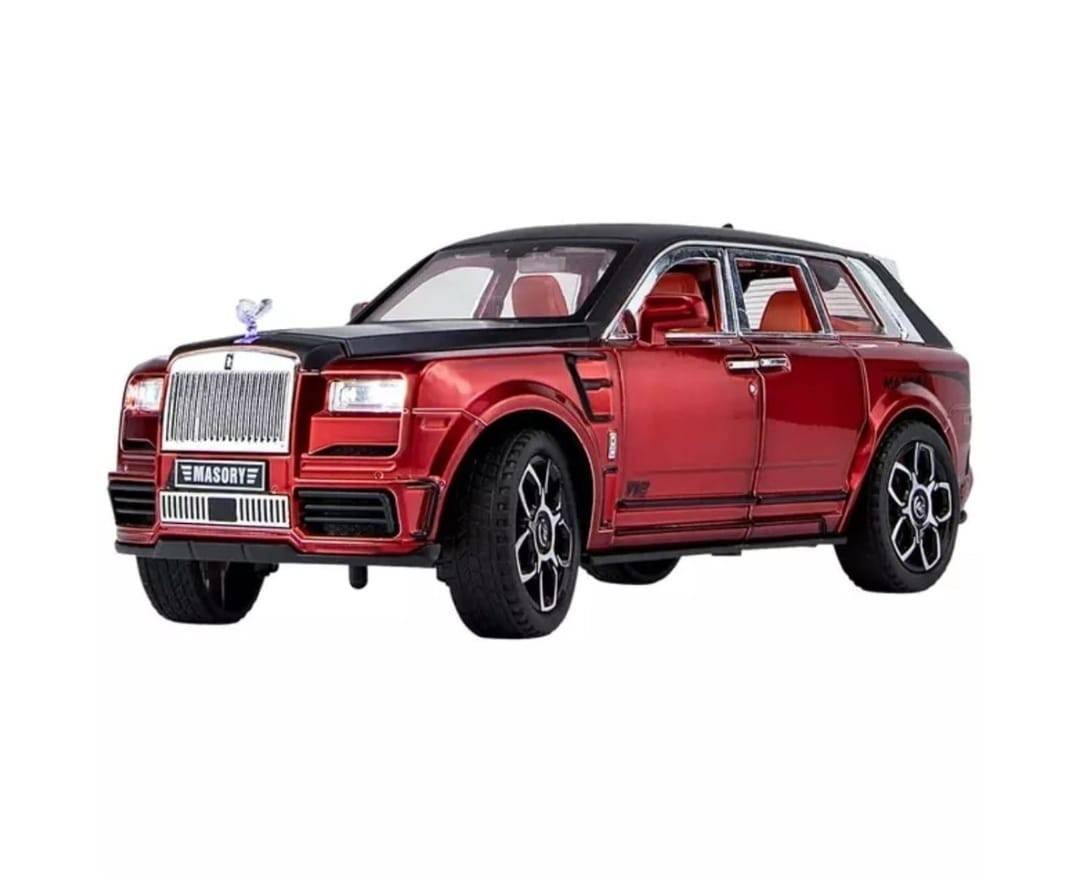 Masinuta metal mecanica, tip Rolls Royce Cullinar Mansory, 3 sunete, usi , scara 1:24, capota , portbagaj  rosu, 20 cm