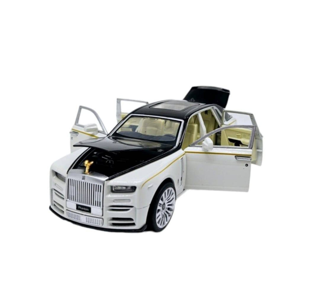 Masinuta metal mecanica, tip Rolls Royce Limuzina, Noonedibs, 3 sunete, scara 1:32, usi mobile, capota mobila, portbagaj mobi