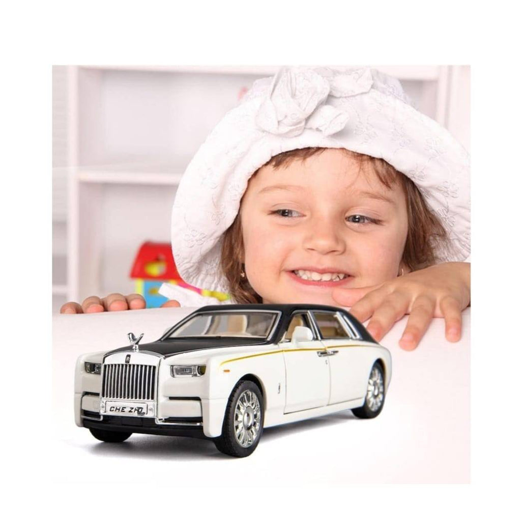 Masinuta metal mecanica, tip Rolls Royce Limuzina, Noonedibs, 3 sunete, scara 1:32, usi mobile, capota mobila, portbagaj mobi