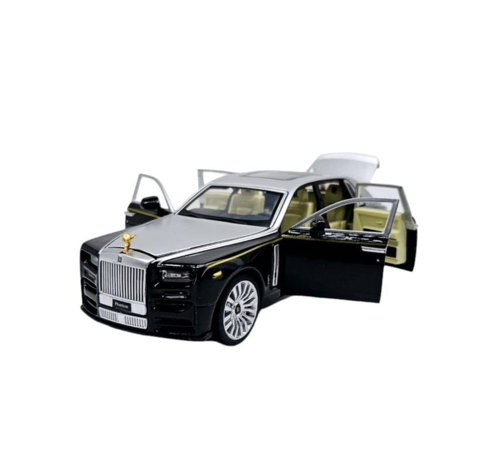 Masinuta metal mecanica, tip Rolls Royce Limuzina, Noonedibs, 3 sunete, scara 1:32, usi mobile, capota mobila, portbagaj mobi