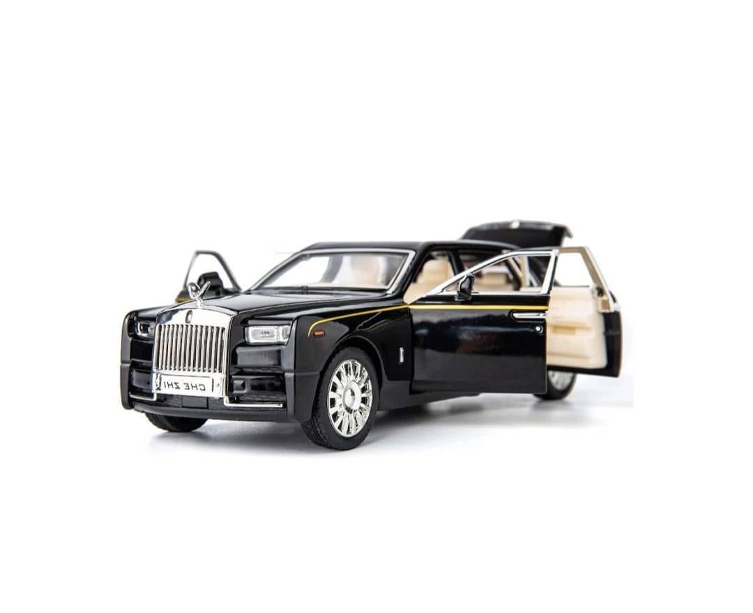 Masinuta metal mecanica, tip Rolls Royce Limuzina, Noonedibs, 3 sunete, scara 1:32, usi mobile, capota mobila, portbagaj mobi