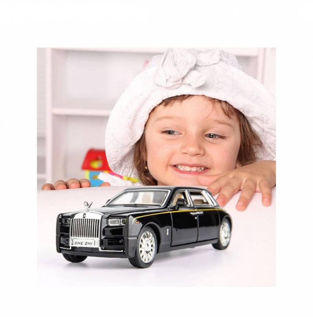 Masinuta metal mecanica, tip Rolls Royce Limuzina, Noonedibs, 3 sunete, scara 1:32, usi mobile, capota mobila, portbagaj mobi