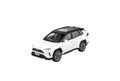 Masinuta metal mecanica, tip Toyota Rav 4, sunete, usi mobile, capota mobila, portbagaj mobil, alb, 17 cm