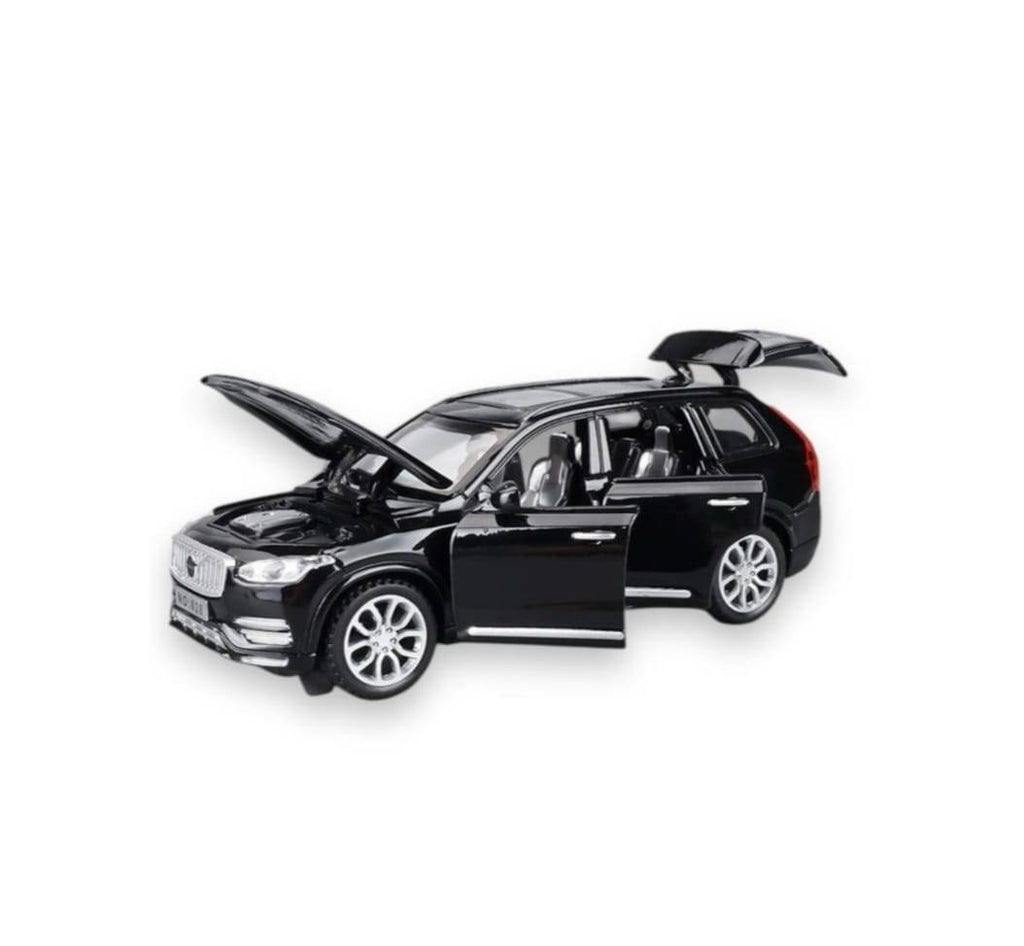 Masinuta metal mecanica, Volvo XC90, sunete, usi mobile, capota mobila, portbagaj mobil, negru, 16 cm
