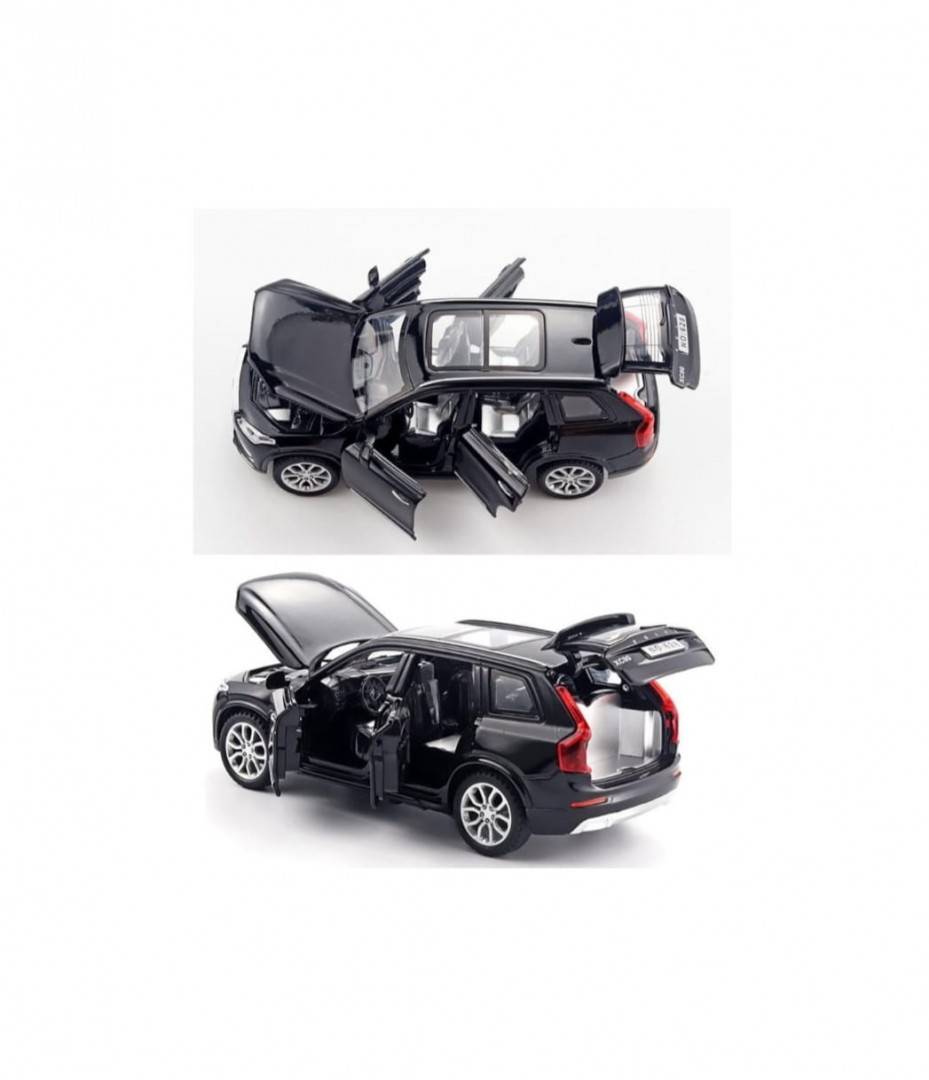 Masinuta metal mecanica, Volvo XC90, sunete, usi mobile, capota mobila, portbagaj mobil, negru, 16 cm