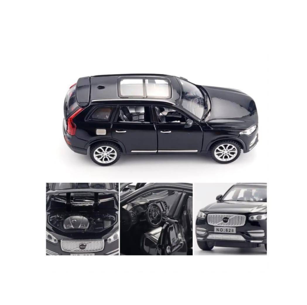Masinuta metal mecanica, Volvo XC90, sunete, usi mobile, capota mobila, portbagaj mobil, negru, 16 cm