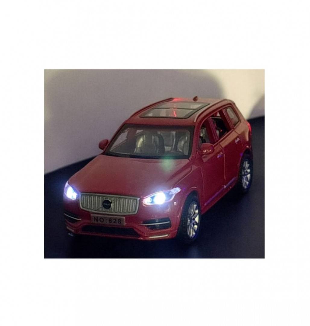 Masinuta metal mecanica, Volvo XC90, sunete, usi mobile, capota mobila, portbagaj mobil, rosu, 16 cm