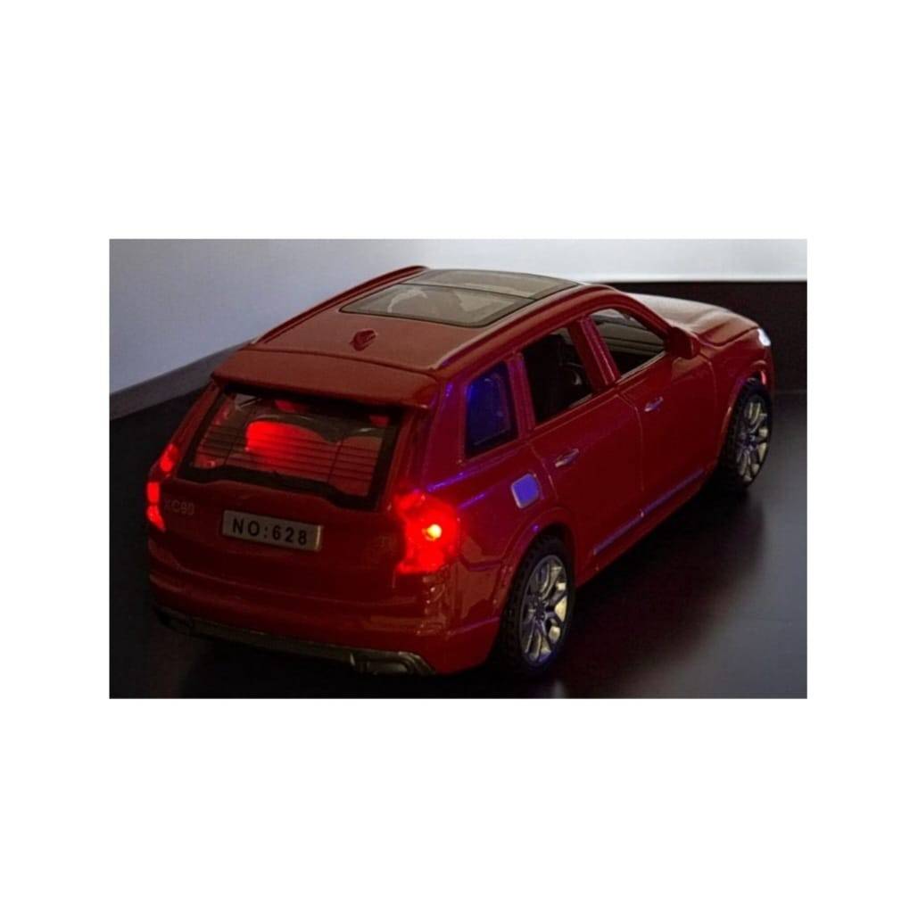 Masinuta metal mecanica, Volvo XC90, sunete, usi mobile, capota mobila, portbagaj mobil, rosu, 16 cm