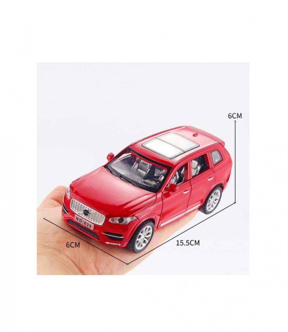 Masinuta metal mecanica, Volvo XC90, sunete, usi mobile, capota mobila, portbagaj mobil, rosu, 16 cm