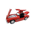 Masinuta metal, Mercedes-Benz 300SL Gullwing, 2 usi mobile, capota mobila, portbagaj mobil, rosu, 15 cm