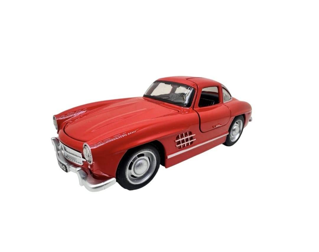 Masinuta metal, Mercedes-Benz 300SL Gullwing, 2 usi mobile, capota mobila, portbagaj mobil, rosu, 15 cm