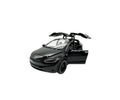 Masinuta metal, Tesla 3V, scara 1:28, sunete, usi mobile, capota mobila, portbagaj mobil, negru, 15 cm