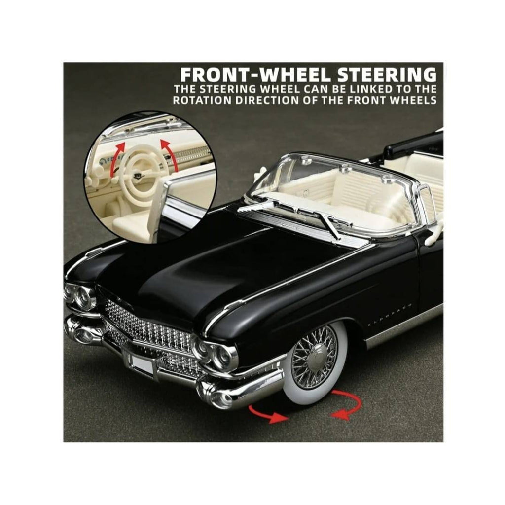 Masinuta metalica, Cadillac Eldorado Biarritz 1959, usi mobile, capota mobila, portbagajul mobil, negru, 19 cm