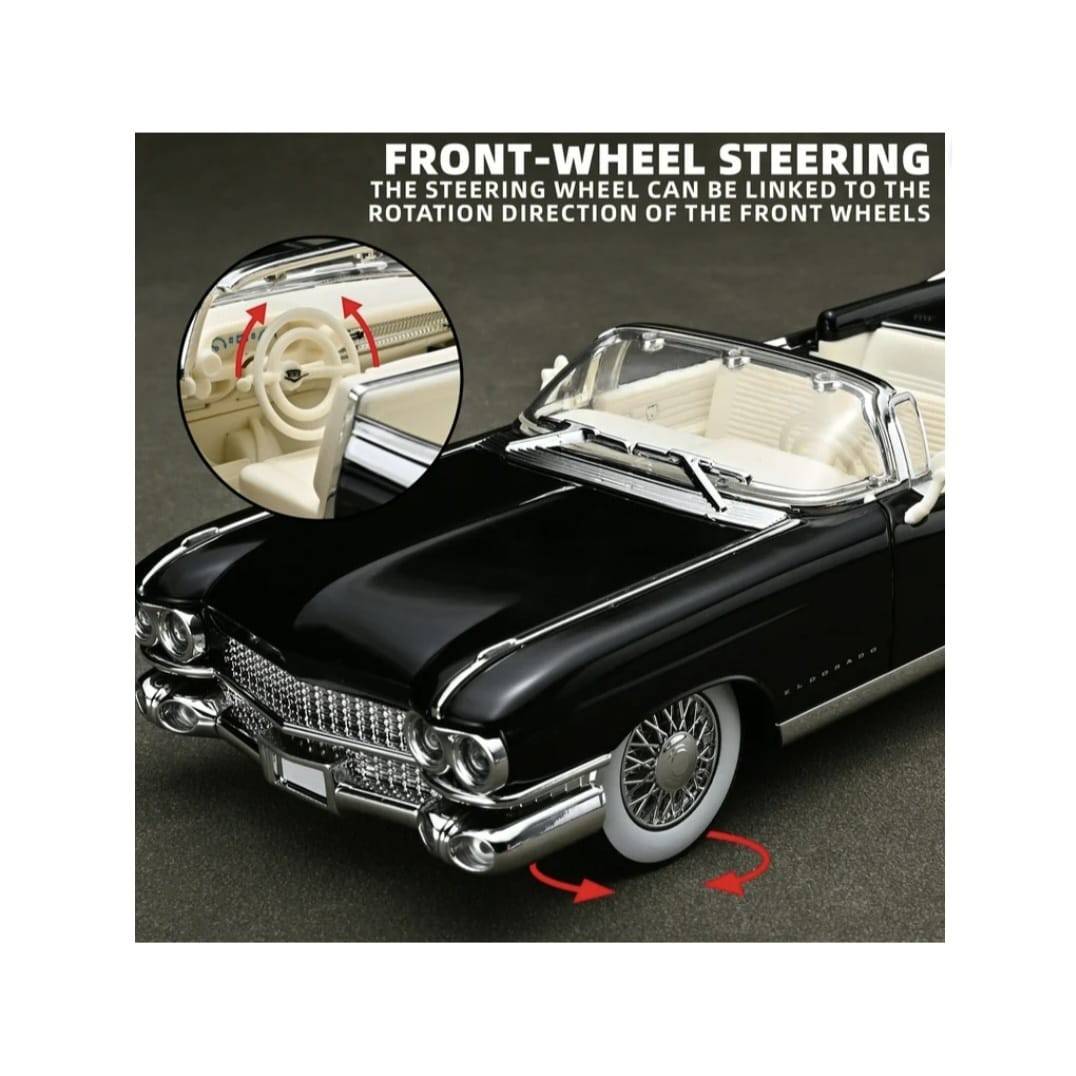 Masinuta metalica, Cadillac Eldorado Biarritz 1959, usi mobile, capota mobila, portbagajul mobil, negru, 19 cm