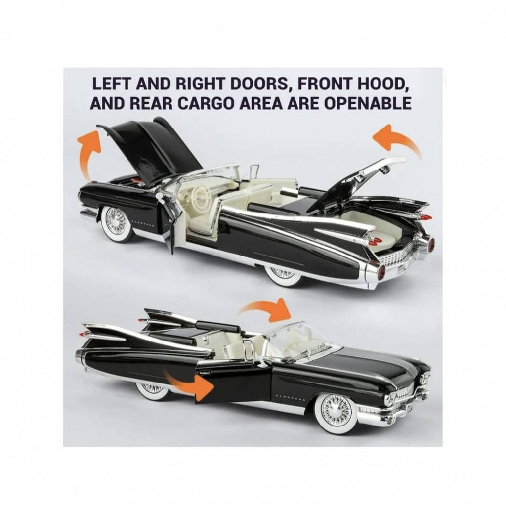 Masinuta metalica, Cadillac Eldorado Biarritz 1959, usi mobile, capota mobila, portbagajul mobil, negru, 19 cm