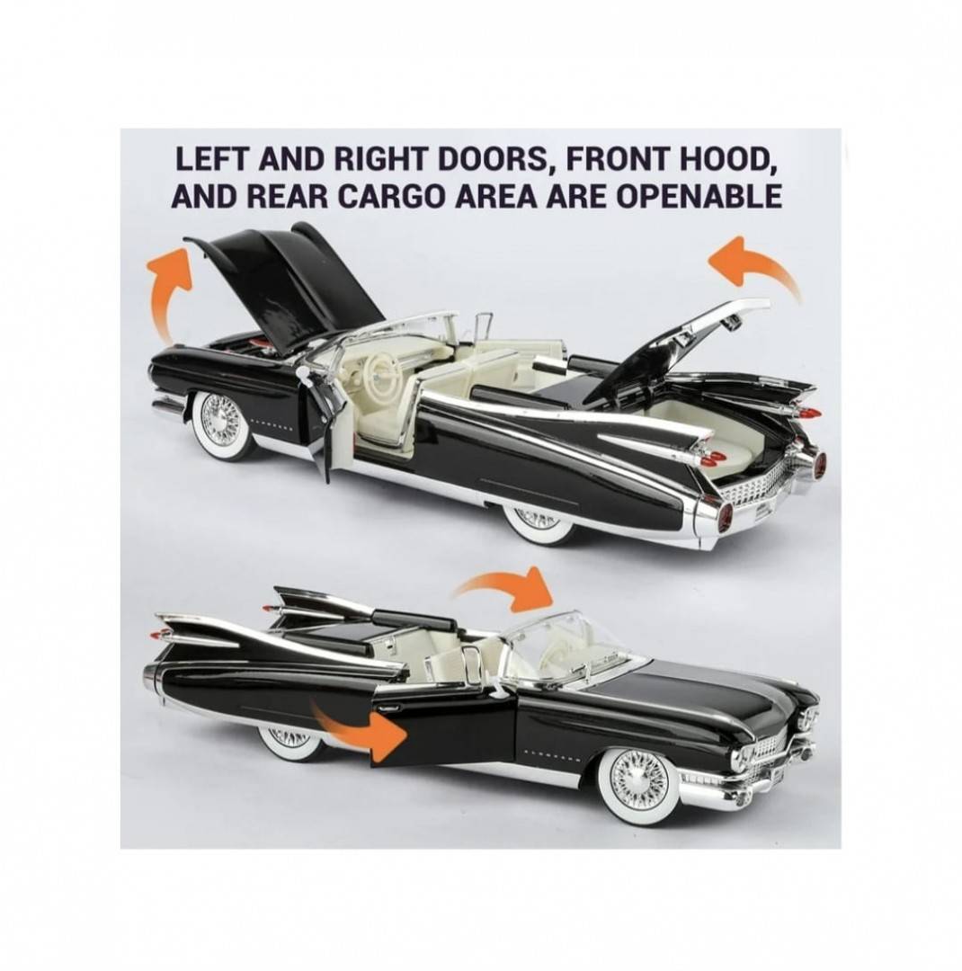 Masinuta metalica, Cadillac Eldorado Biarritz 1959, usi mobile, capota mobila, portbagajul mobil, negru, 19 cm