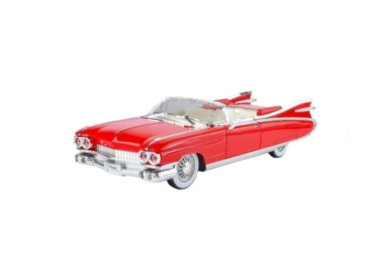 Masinuta metalica, Cadillac Eldorado Biarritz 1959, usi mobile, capota mobila, portbagajul mobil, rosu, 19 cm