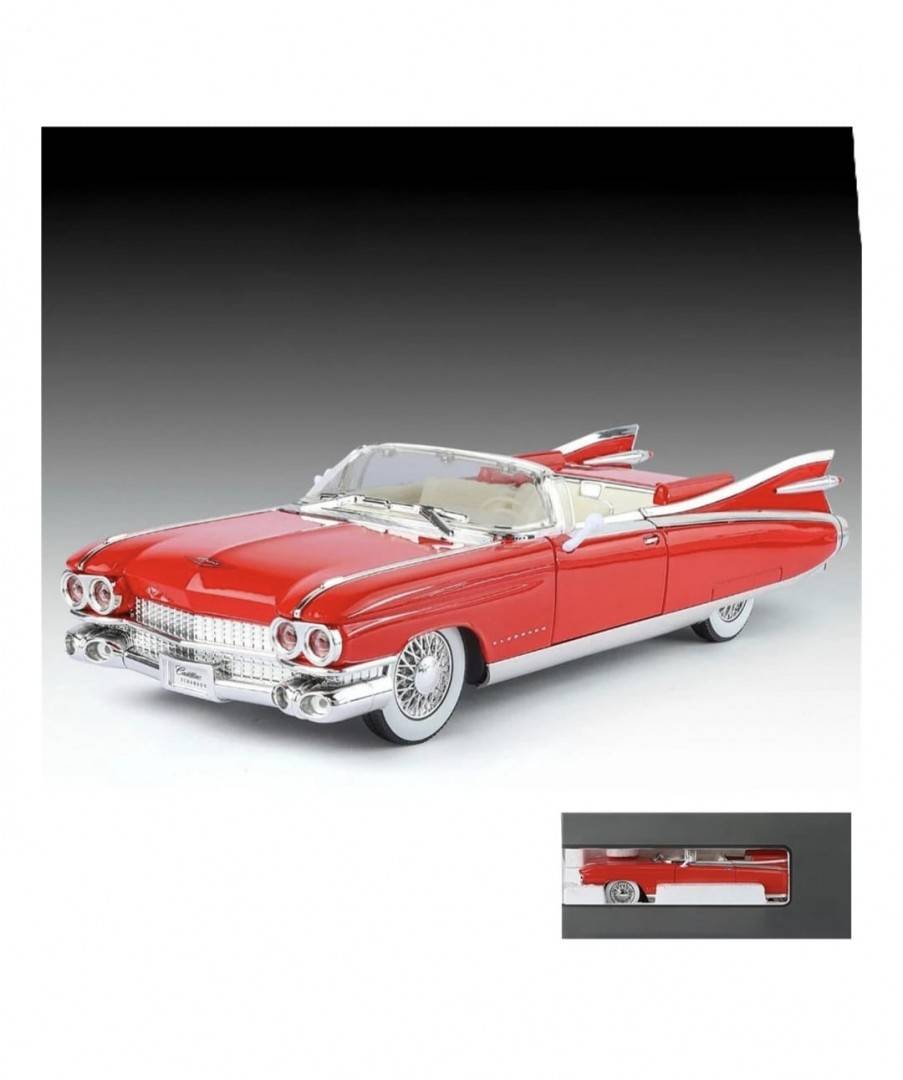 Masinuta metalica, Cadillac Eldorado Biarritz 1959, usi mobile, capota mobila, portbagajul mobil, rosu, 19 cm