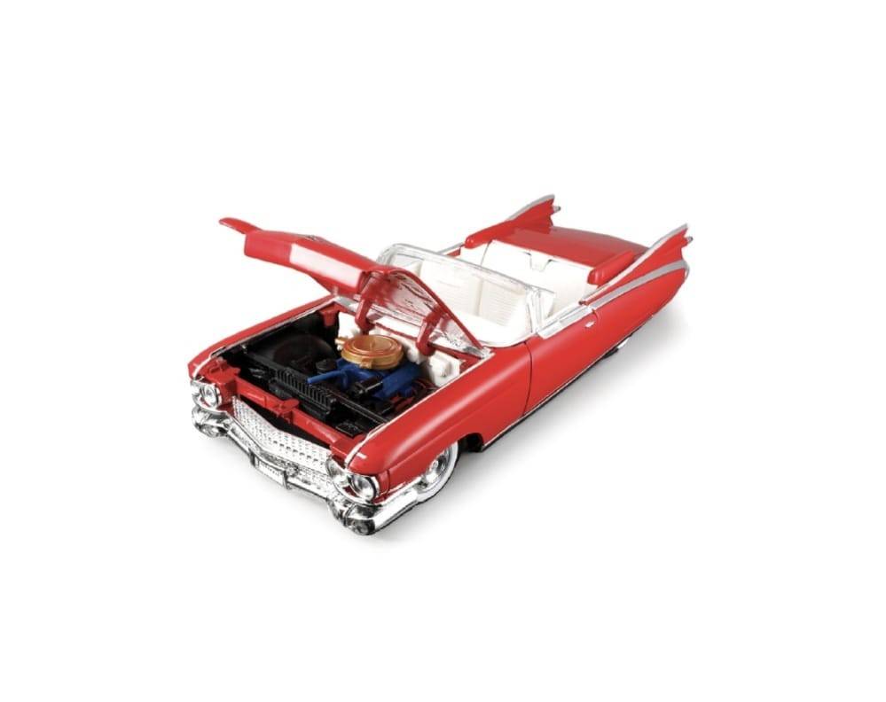 Masinuta metalica, Cadillac Eldorado Biarritz 1959, usi mobile, capota mobila, portbagajul mobil, rosu, 19 cm