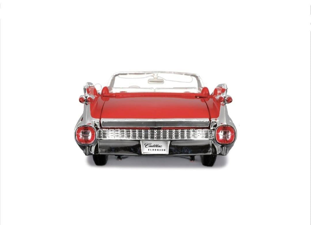 Masinuta metalica, Cadillac Eldorado Biarritz 1959, usi mobile, capota mobila, portbagajul mobil, rosu, 19 cm