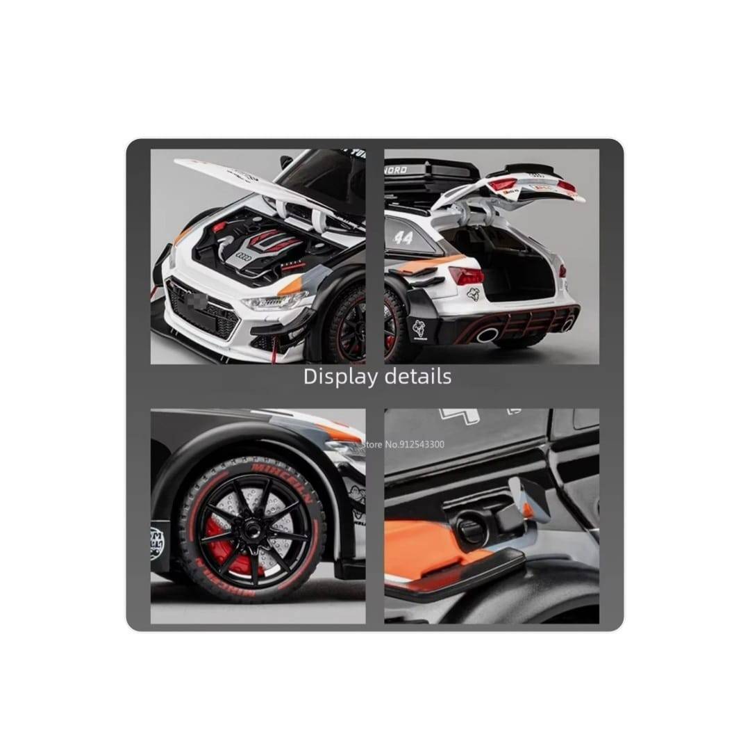 Masinuta metalica cu cheie, Audi RS6 ABT S Line Quattro, 1:24, usi mobile, capota mobila, portbagaj mobil, 20 cm