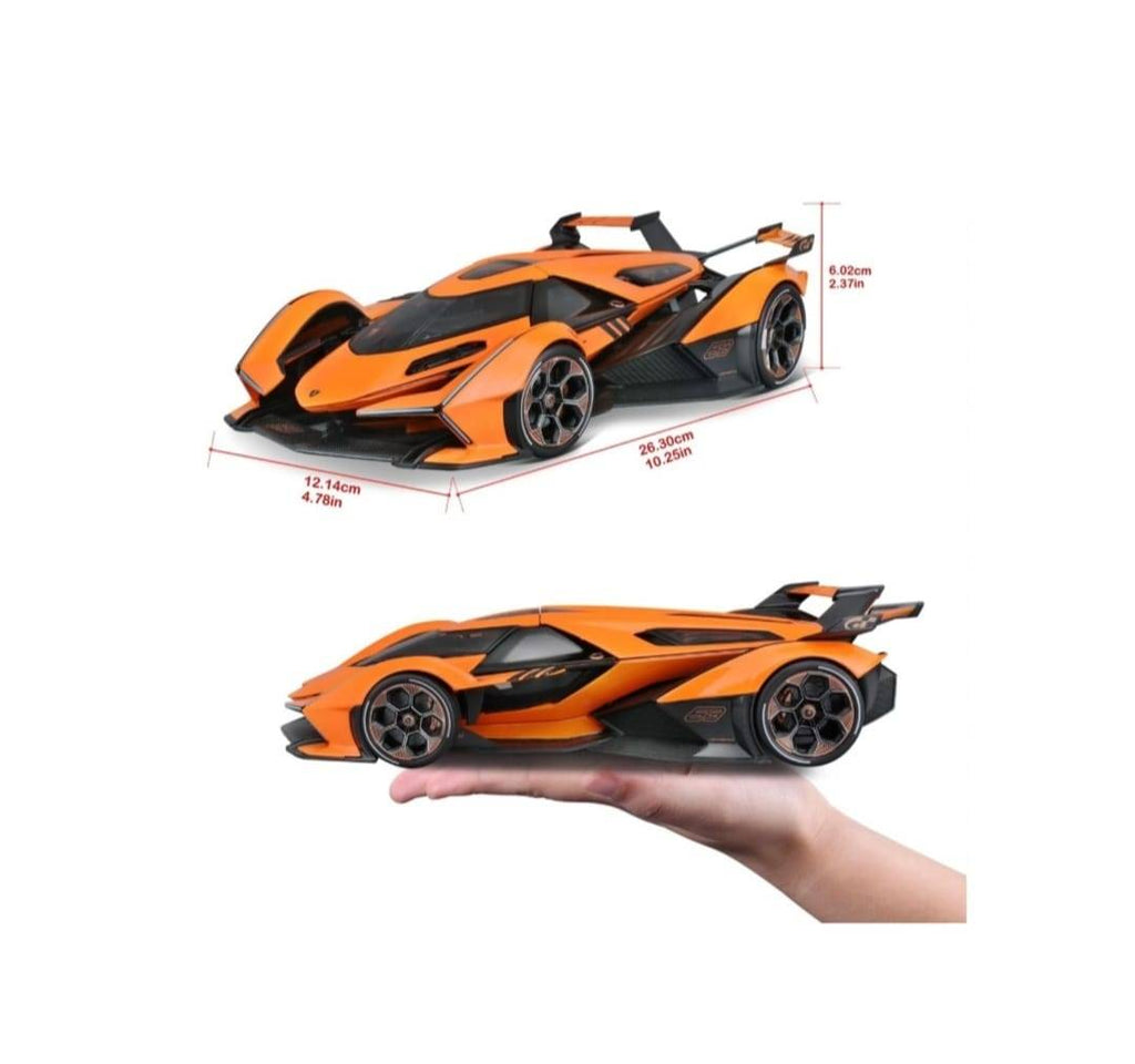 Masinuta metalica, Lamborghini V12 Vision Gran Turismo, 1:18, usi mobil, portbagaj mobil, capota mobila, 21 cm