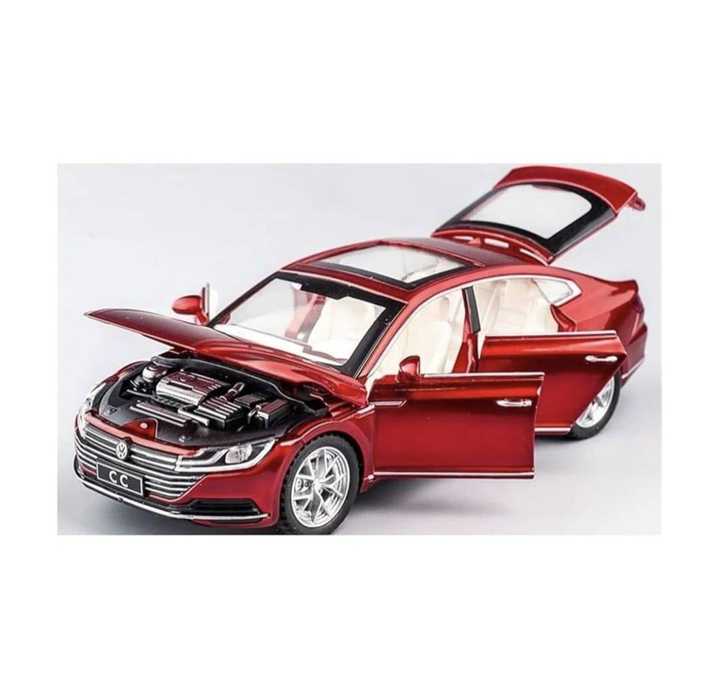 Masinuta metalica, MASHASHOP Volkswagen Passat CC, faruri luminoase, rosu,16x6x6cm