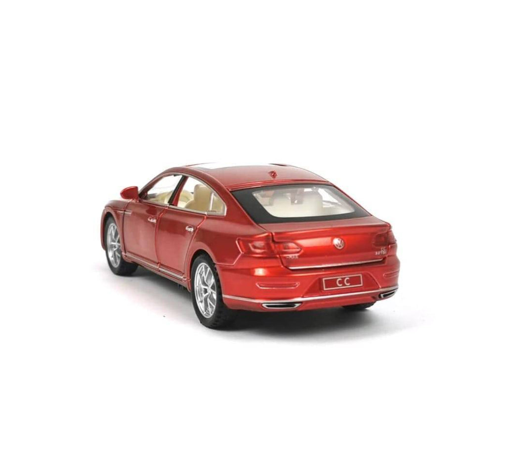 Masinuta metalica, MASHASHOP Volkswagen Passat CC, faruri luminoase, rosu,16x6x6cm