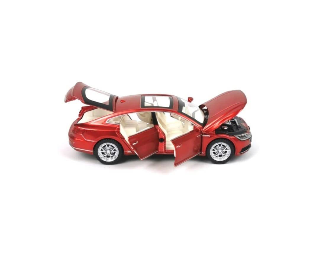 Masinuta metalica, MASHASHOP Volkswagen Passat CC, faruri luminoase, rosu,16x6x6cm