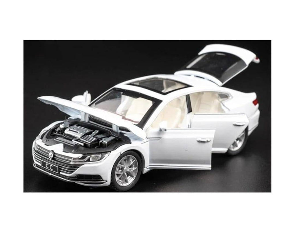 Masinuta metalica MASHASHOP Volkswagen Passat CC, sunete, usi mobile, alb, 16x6x6cm