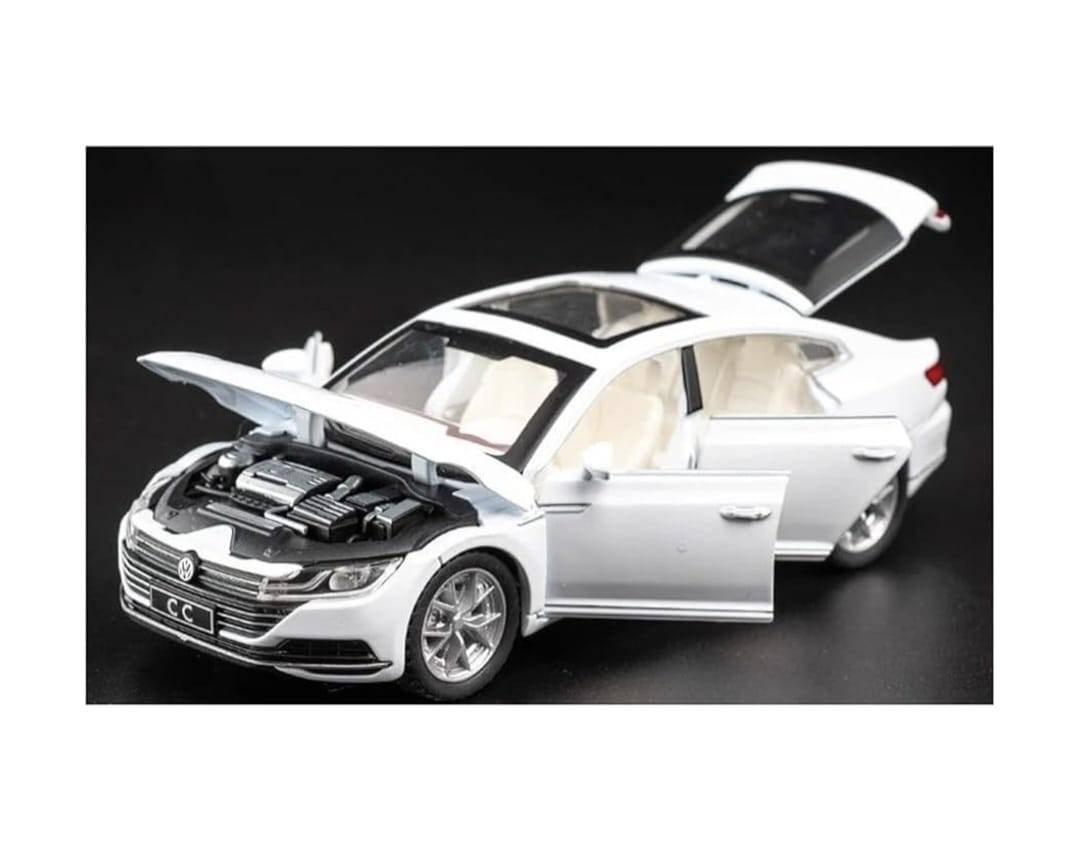 Masinuta metalica MASHASHOP Volkswagen Passat CC, sunete, usi mobile, alb, 16x6x6cm