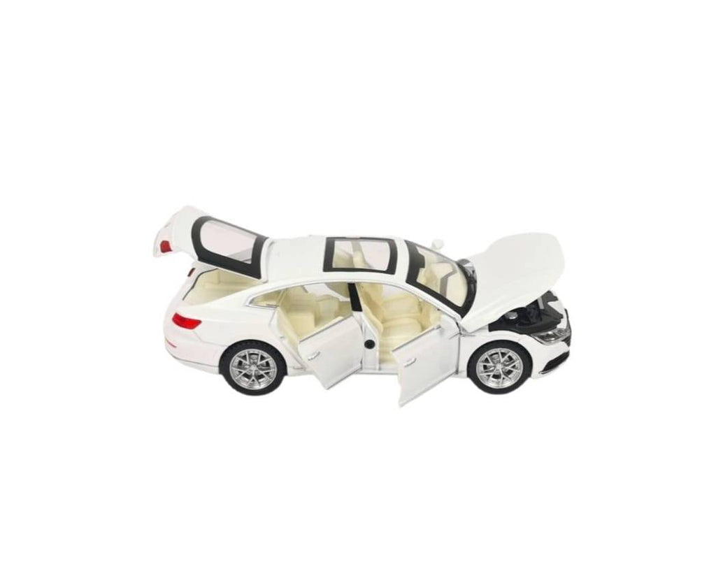 Masinuta metalica MASHASHOP Volkswagen Passat CC, sunete, usi mobile, alb, 16x6x6cm