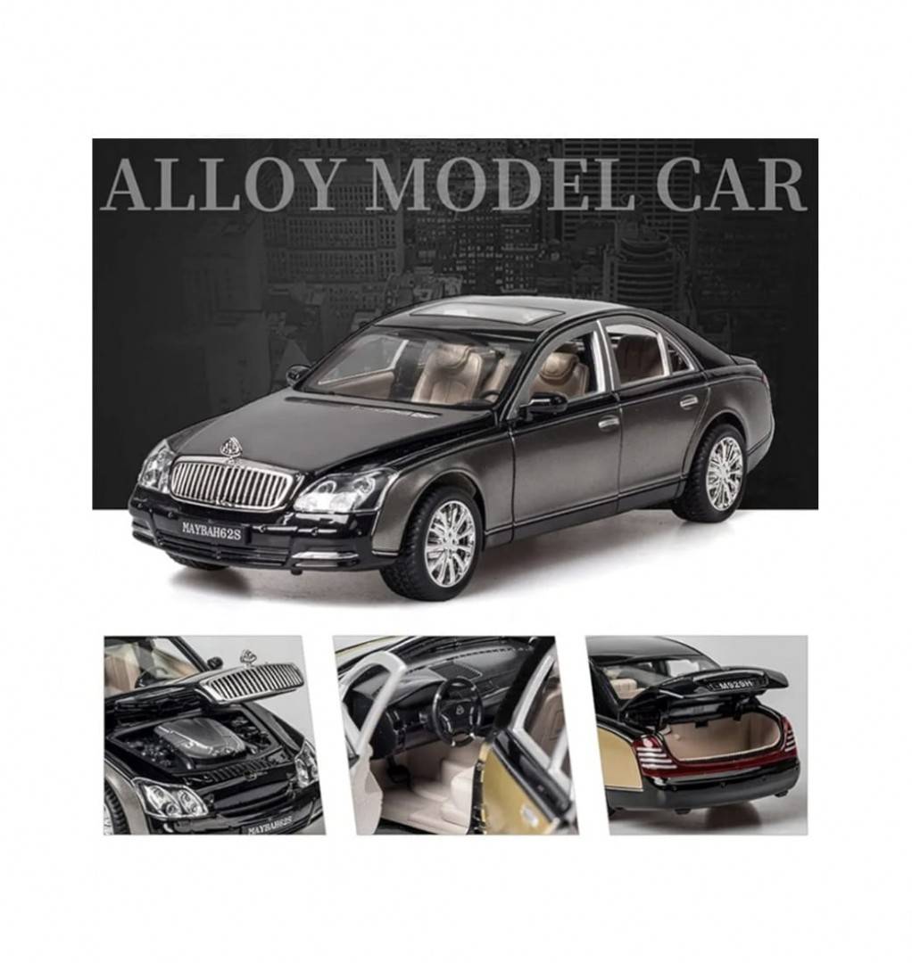 Masinuta metalica Maybach, Atlas, 1:24, usi mobil, portbagaj mobil, capota mobila, gri, 22 cm