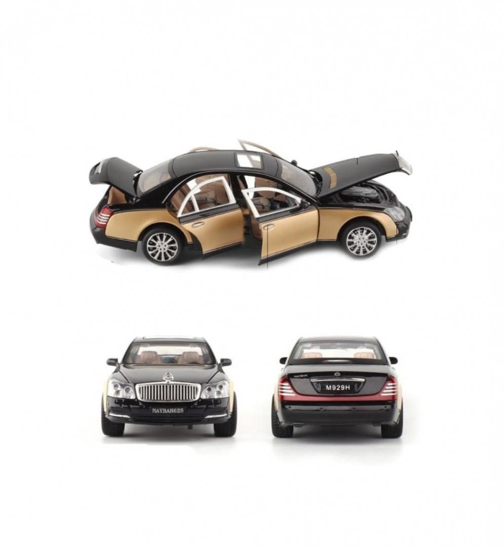 Masinuta metalica Maybach, Atlas, 1:24, usi mobil, portbagaj mobil, capota mobila, negru, 22 cm