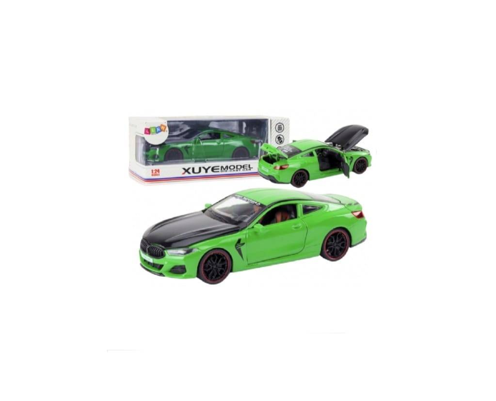 Masinuta metalica mecanica, BMW M8, scara 1:24, sunete, usi mobile, capota mobila, portbagaj mobil, verde, 22 cm ID produs: 7